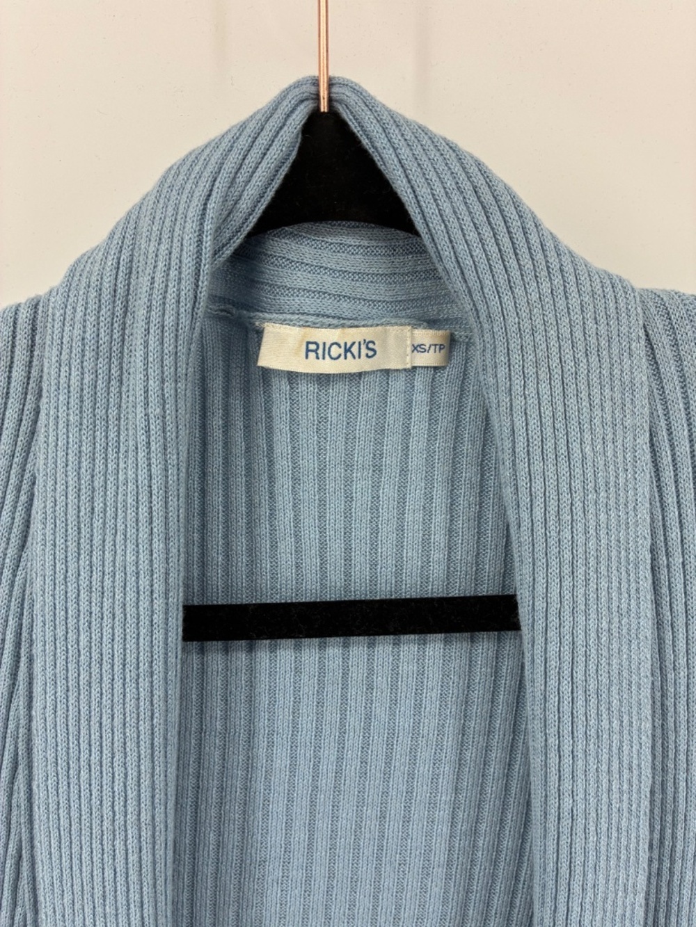 Baby Blue Open Front Knit Lightweight Cardigan - Picture 4 of 9